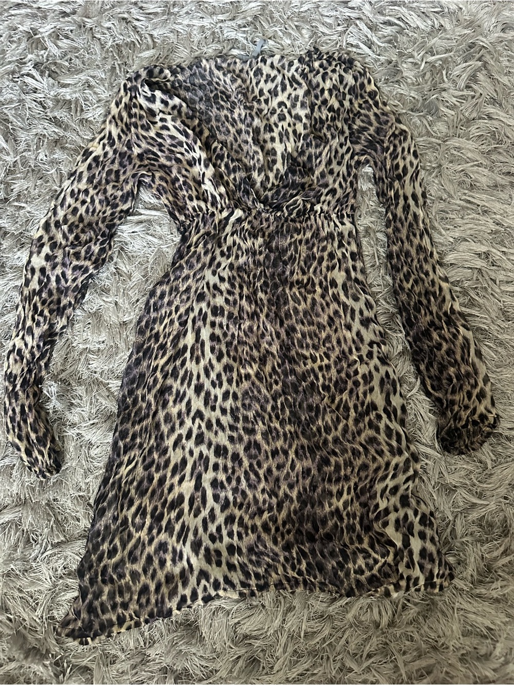 Buffalo David Bitton Leopard Print Long Sleeve cover up Dress - Brown & Black